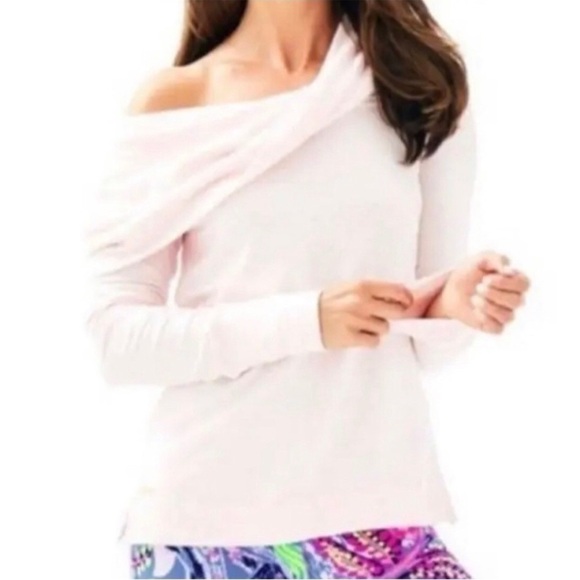 Lily Pulitzer Off the Shoulder  Belinda Top in Pastel Pink - Picture 2 of 16